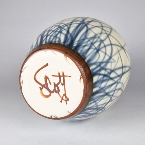 Sam Scott Studio Pottery Vase Porcelain Brushwork Wheel Thrown PNW Artist Signed - Picture 6 of 7